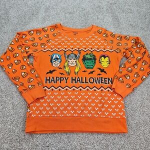 Marvel Womens S‎ Happy Halloween Sweatshirt Candy Corn Captain America Thor Iron